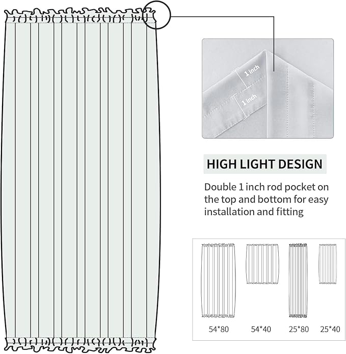 DWCN French Door Curtains – Rod Pocket Thermal Curtain for Doors with Glass Window, Kitchen and Patio Doors for Privacy, 54 X 80 Inches Long, 1 Curtain Panel with Tieback, Greyish White