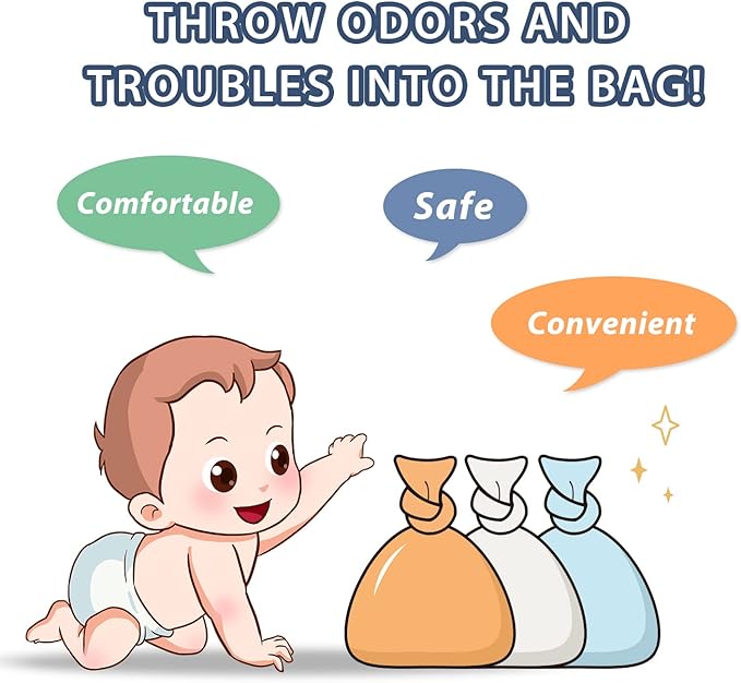 Odor Sealing Disposable Diaper Bags, 150 Count, Blue, Large Capacity, Unscented Diaper Trash Bags, Safety, Multiple Specifications, Wide Application, Easy to Use