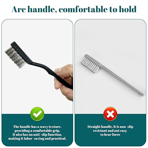 40 Pcs Mini Wire Brush Stainless Steel Brush Set, Curved Handle Masonry Brush Wire Brush for Cleaning Welding Slag and Rust