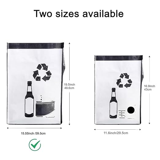 Large Recycle Waste Bag for Kitchen Home- Large Indoor Recycling Bins Trash Sorting Organizer, Reusable and Waterproof, 2 Pack