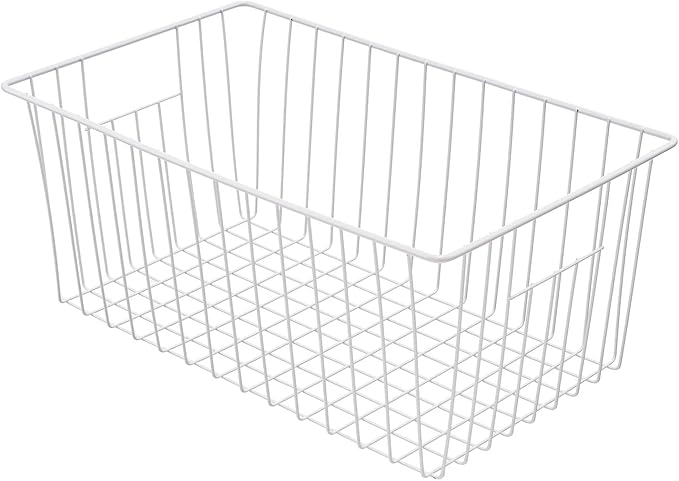 16inch Freezer Storage Organizer Baskets, Household Wire Refrigerator Bins with Built-in Handles for Cabinet, Pantry, Closet, Bedroom