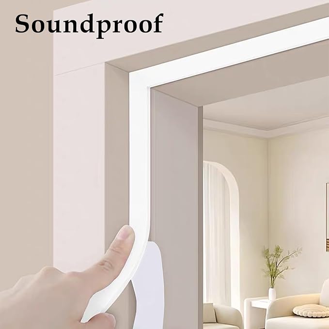 Weather Stripping Door Seal White,1/2Inch Wide X 1/4 Inch Thick,Air Conditioner Window Seal,Self Adhesive Foam Tape High Density Foam Sealing Strip,Soundproof Foam Tape Roll,Total 16.4 Feet Long