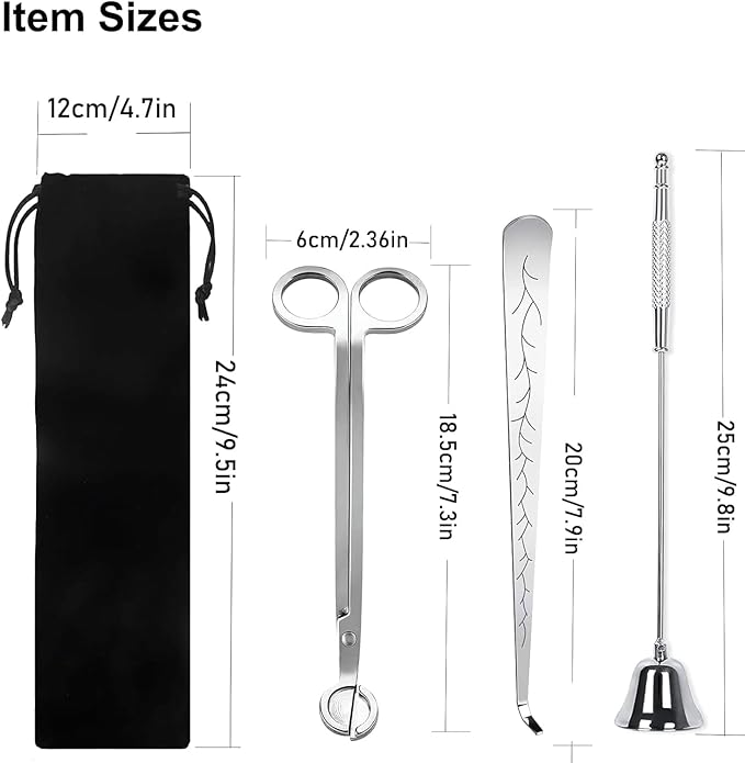4IN1 Candle Accessory Set, Rechargeable LighterCandle Wick Trimmer Cutter, Candle Snuffer & Candle Wick Dipper for Candle Aromatherapy Lover Gift, Stainless Steel Candle Care Kit (Silver)