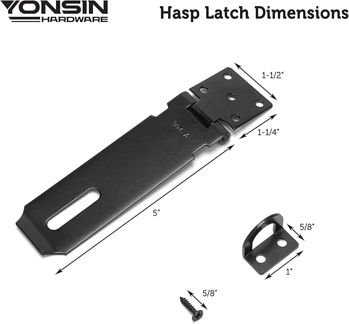 5" Door Padlock Safety Hasp Latch 2 Pcs, Door Hasp Clasp Lock Gate Shed Hasp Latch Lock for Door WindowCabinet Pet Cage Toolbox Shed Fence, 304 Stainless Steel, Matte Black Finish
