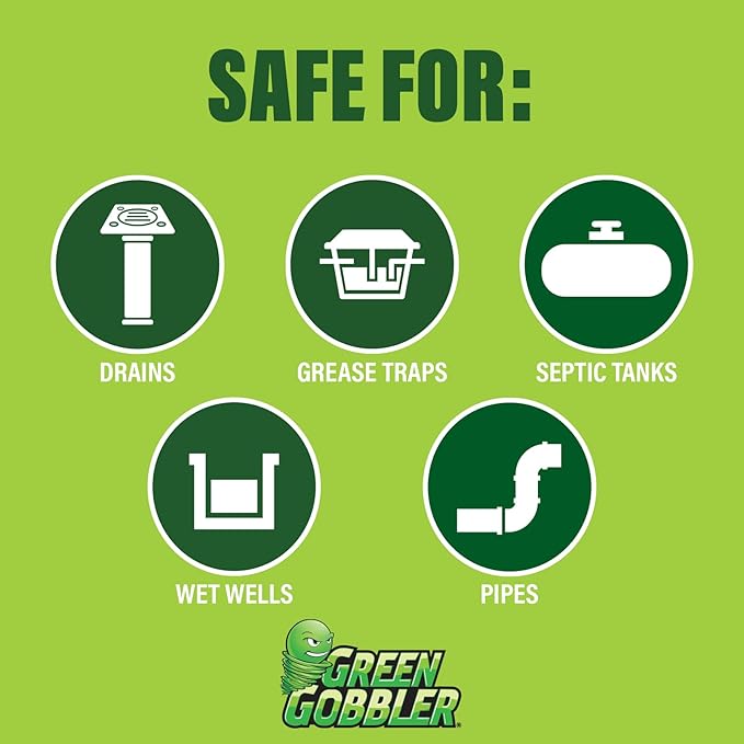 Green Gobbler ENZYMES for Grease Trap & Sewer - Controls Foul Odors & Breaks down Grease, Paper, Fat & Oil in Sewer Lines, Septic Tanks & Grease Traps (4 Gallon Case)
