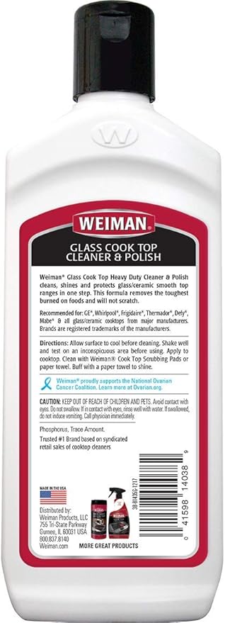 Weiman Heavy Duty Cooktop Polish & Stainless Steel Wipes - Powerful Appliance Kitchen Cleaning Kit - Packaging May Vary