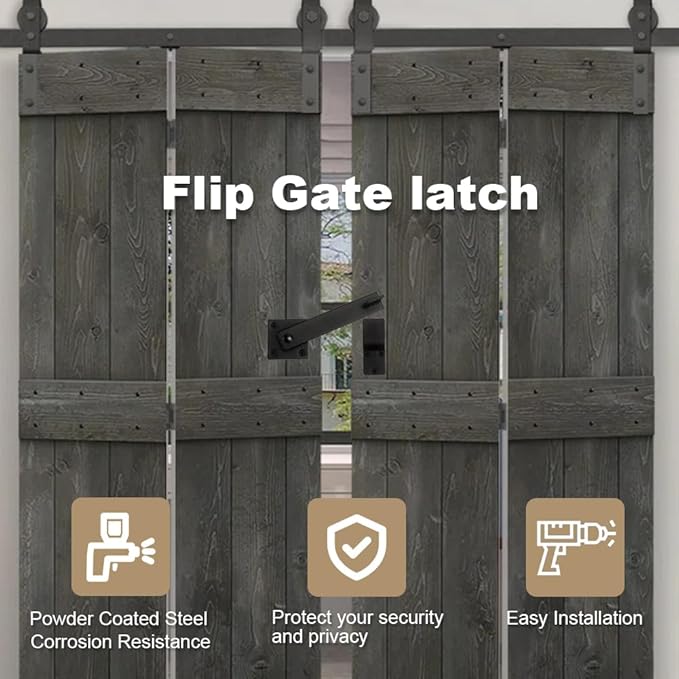 2 Pack Flip Gate Latch Lock 6'' Adjustable Barn Door Lock Hardware Safety Rustic Gate Lock for Ourdoor Wooden Fence, Cabinet, Shed, Sliding Doors