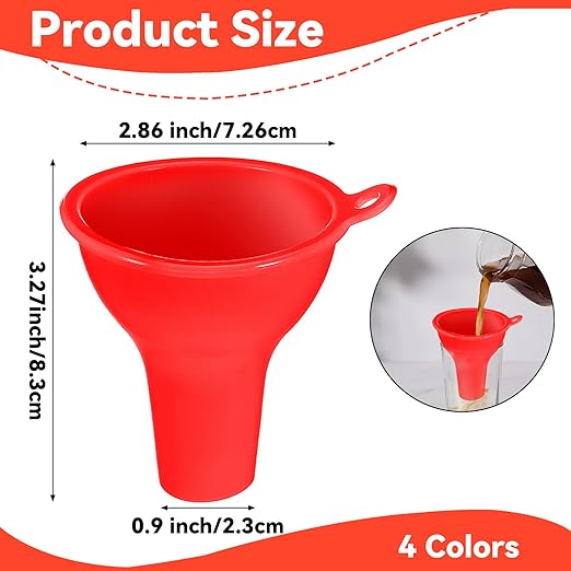 4Pcs Funnels for Kitchen Use Filling Bottles Silicone Funnel Wide Mouth Funnel Multi Color Flexible Condiment Funnel Kitchen Gadgets Accessories for Filling Water Bottle Liquid Transfer