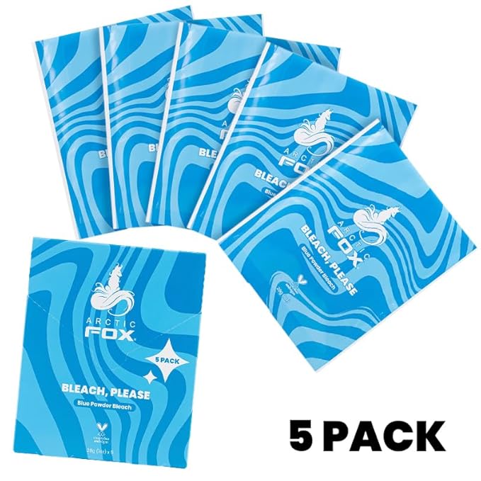 ARCTIC FOX Bleach Please, Blue Powder Bleach 5 Pack of Sachets (5 x 1oz) Stock up and save! Perfect for multiple use touch-ups, highlights or money pieces.