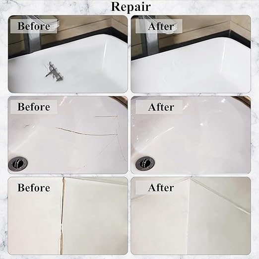 Tub, Tile and Shower Repair Kit (Color Match), Hupeyna Porcelain Repair Kit, Bathtub Repair Kit for Chips Dents Cracks Holes Scratchs, etc. Fiberglass Repair Set - Offer More Color Options