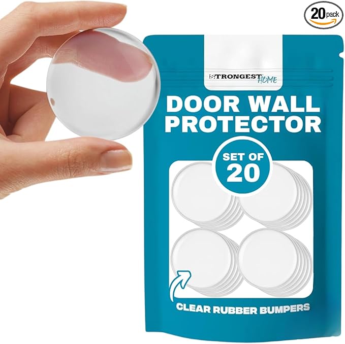Strongest Home Door Wall Protector Clear Bumpers (Set of 20) – 2 Inch Silicone Adhesive Pads for Wall and Door Handle Protection, Noise Dampening