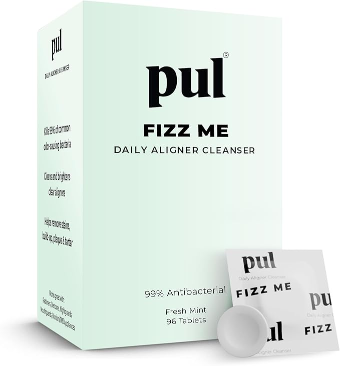 PUL Aligner Cleaner Tablets (Pack of 96) – For Cleaning Invisalign, All Clear Aligners & Retainers – Removes Odor, Stains, Plaque – Cleans Dentures, Night & Mouth Guards, All Dental Removables