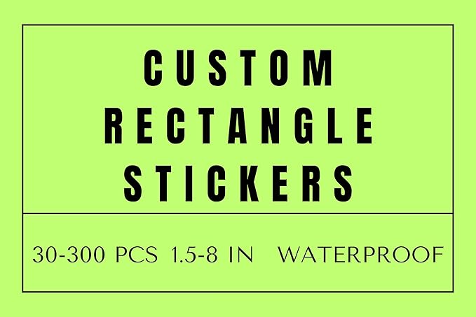Custom Rectangle Stickers for Business Logo, Custom Rectangle Labels for Candle Jar Coffee, 30-300 pcs, Waterproof Glossy Vinyl Stickers, Upload Your Design (7x4 in)