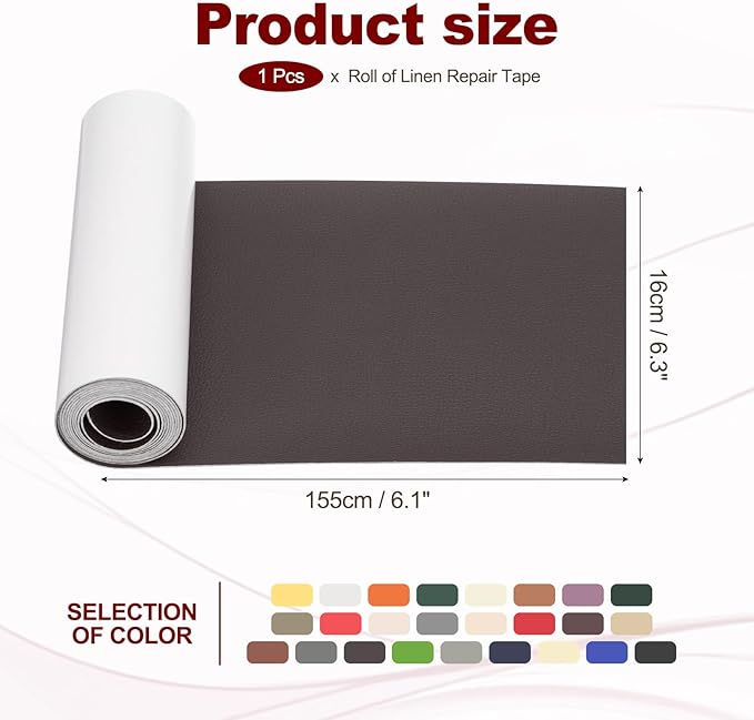 PATIKIL Leather Patches Tape for Furniture, 6.3 x 61 Inch Self Adhesive Vinyl Leather Repair Kit Cover Sheet for Couch, Sofa, Car Seats, Office Chair, Deep Coffee