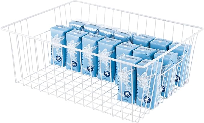 Freezer Organizer Bins, Upright Freezer Storage Blacks for 16, 17, 21 cu.ft Standup Freezer, Deep Freezer Organizer Bin with Hndle Add Space Easy Reach, White, 3Pack.