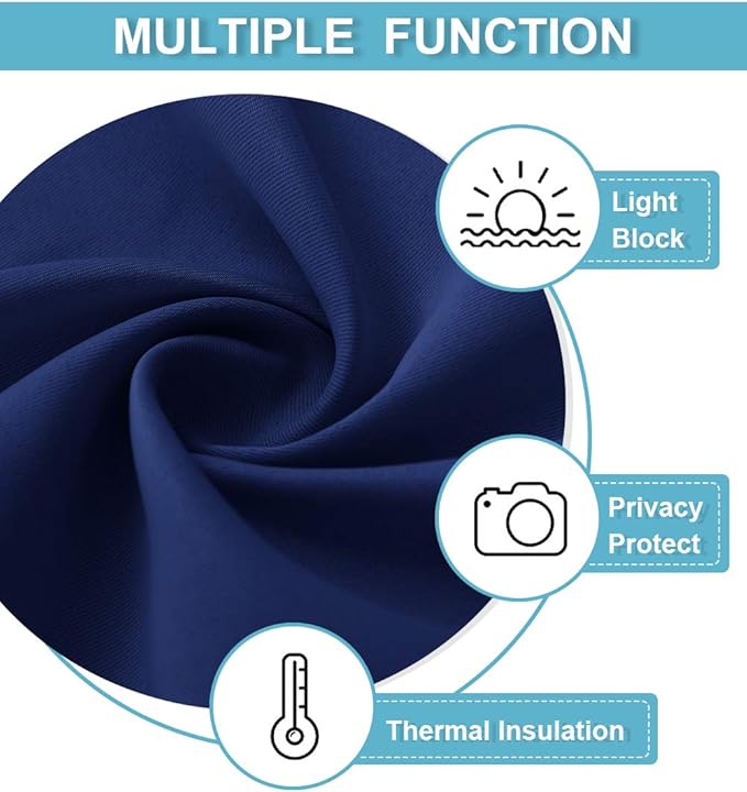 RYB HOME RV Camper Door Window Curtains -Blackout Privacy Curtains & Drapes for Bathroom Bedroom Kitchen Portable Travel Trailer Small Window Decor, W 34 x L 24, Marine Blue, 2 Panels