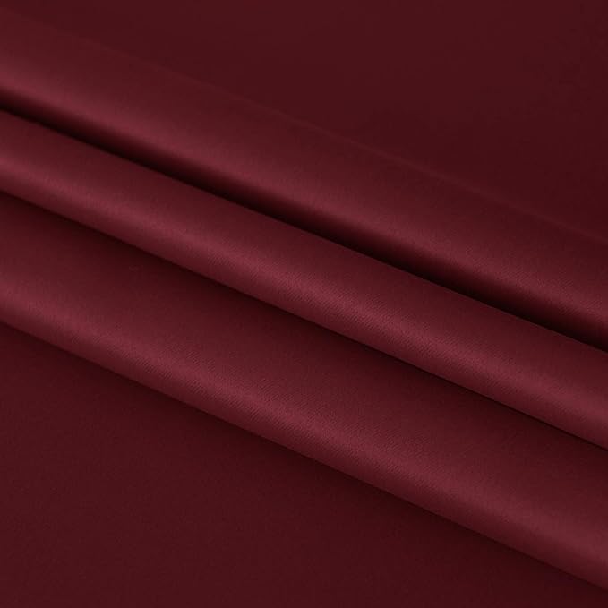 DWCN French Door Curtain - Rod Pocket Thermal Blackout Panel for Glass Window, Christmas, Kitchen and Patio - Privacy, 25 X 40 Inch, 1 Panel With Tieback, Burgundy