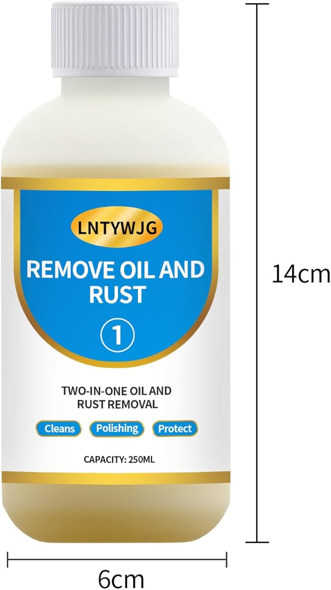Industrial Strength Rust Remover, Penetrating Rust Removal for Steel, Stainless Steel, Wrought Iron, Cast Iron, Sheet Metal, Car, Automotive (1, 250ml)