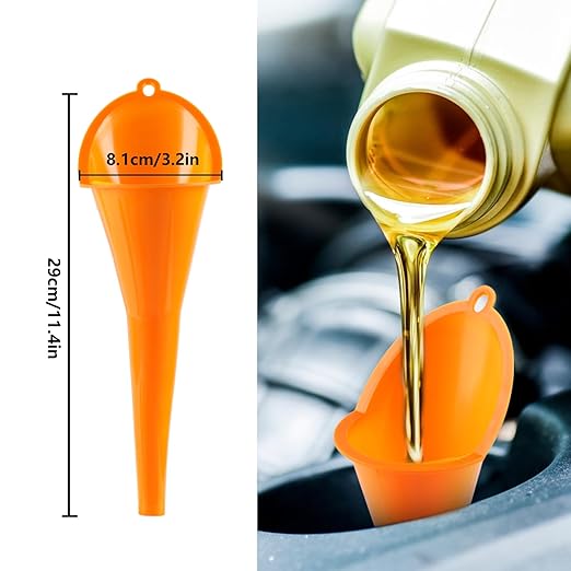 8 Pcs Oil Funnels for Automotive Use, Automotive Funnels Set, Plastic Funnel Set, Long Neck Wide Mouth Flexible Oil Funnel Kit for Car Oil Coolant Fuel Transfer Transmission Funnelor Filling Bottles