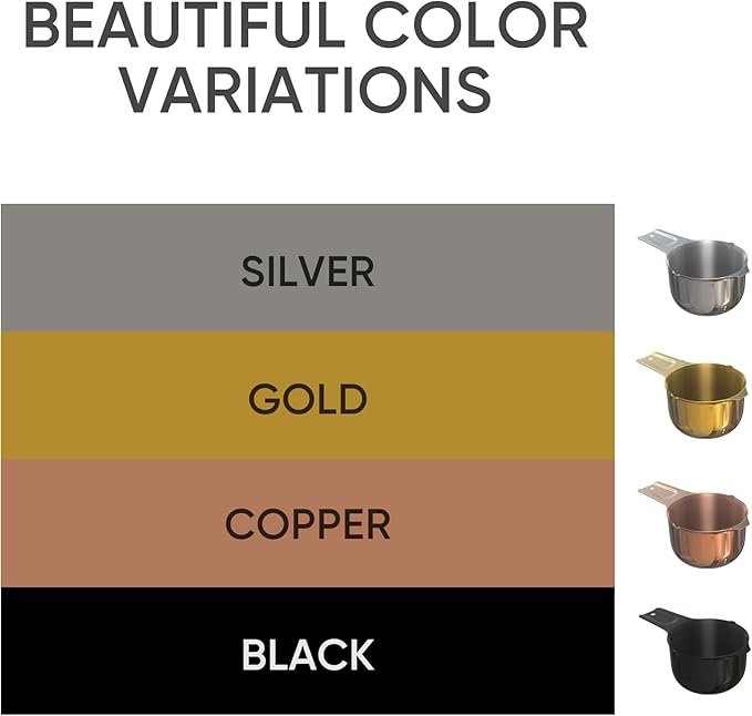 Color Up 1 Cup Measuring Cup (240 ml) – Premium Copper Stainless Steel, Accurate for Wet & Dry Ingredients, Embossed Markings, Easy-Pour Spouts, Dishwasher-Safe, Kitchen Essential