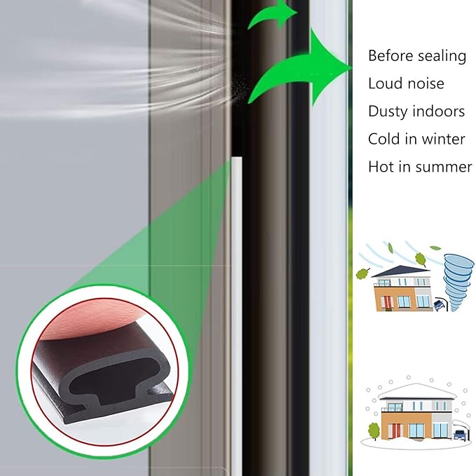 Brown Rubber Weather Stripping Door Seal Strip, D Shape Door Rubber Weather Seal Strip, SelfAdhesive Door Weatherstripping Soundproofing Door Sealing Strip for Windows (50 feet, Brown)