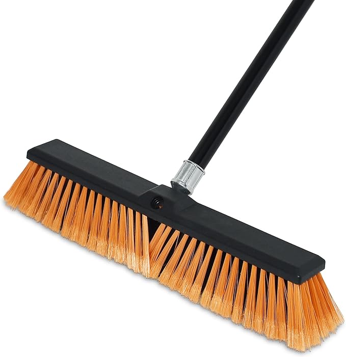 PBHEPJ 18 Inchs Push Broom Outdoor Heavy Duty, Shop Broom with 60" Long Bandle for Cleaning Outdoor or Indoor Tile, Garage, Shop, Deck, Concrete, Wood, Stone, Patio Floor