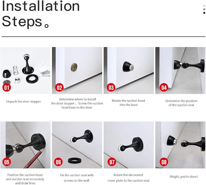 YAGU Door Stopper 1 Pack Magnetic, Zinc Alloy Brushed Bronze Door Stops Catch Holder Wall Floor Mounted, Magnet Metal Soft-Catch