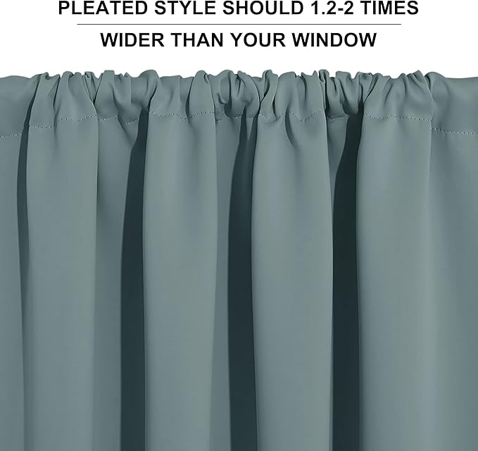 RYB HOME RV Camper Door Window Curtains -Blackout Privacy Curtains & Drapes for Bathroom Bedroom Kitchen Portable Travel Trailer Small Window Decor, W 34 x L 24, Dusty Blue, 2 Panels