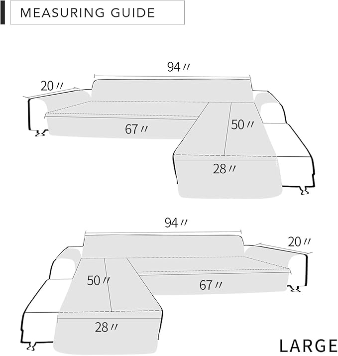 Easy-Going Sofa Slipcover L Shape Sofa Cover Sectional Couch Cover Chaise Cover Reversible Furniture Protector for Pets Kids Children Dog Cat (Large, Ivory/Ivory)