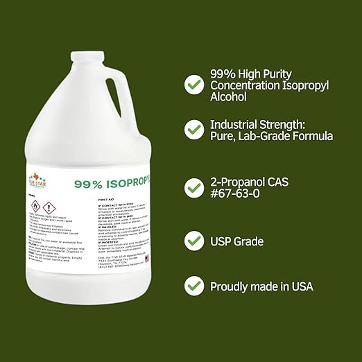 99% Pure Isopropyl Alcohol, 99 Percent IPA 1 Gallon, USP Grade, Made in The USA (4 Quarts, 1 Gallon,128 fl oz)