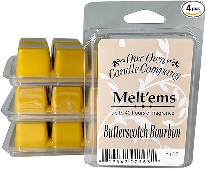 Our Own Candle Company Premium Wax Melt, Butterscotch Bourbon Scent, 6 Cubes, 2.4 oz (4 Pack)