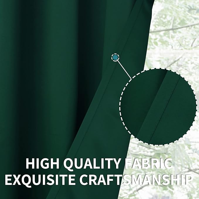 BGment Rod Pocket Blackout Curtains for Bedroom 84 Inch Length - Dark Green Thermal Insulated Room Darkening Drapes Privacy Christmas Decor for Living Room, 42 x 84 Inch, 2 Panels, Emerald