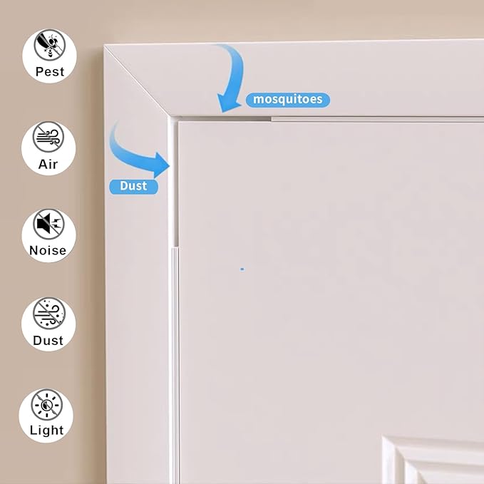 Weather Stripping Door Seal White,Self Adhesive Foam Tape,Window Insulation Weatherproof Gasket Tape for Doors and Windows,1.18 Inch Wide X 1/4 Inch Thick,2 Rolls Total 32.8Ft