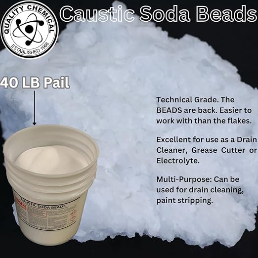 Quality Chemical Sodium Hydroxide (Caustic Soda Beads) - 40 lb Pail (Pack of 1)