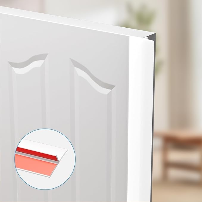 T-Shaped Door Draft Stopper, 1.97 in x 10 Ft Silicone Seal Strip for Windows Gaps, Weather Stripping Seal Strip Shower Sweep, White