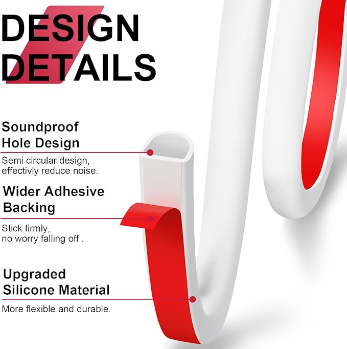 【New Upgrade】 Silicone Door Weather Stripping Door Seal Strip, 19.7 Feet Self-Adhesive D-Shape Door Insulation Strip for Door Frame& Window, Seal Large Gaps, Easy to Cut & Install