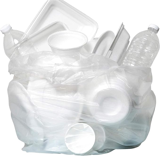 Aluf Plastics High Density Trash Bags, 33 Gallon, 500 Count, 11 Micron (eq), 33" x 40", Clear, for Bathroom, Office, Industrial, Commercial, Janitorial, Municipal, Recycling