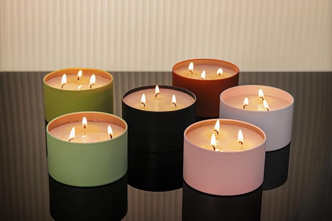 Candle Tins with Lids, 3 Wicks Candle Jars 14oz/420ml Candle Containers 12 Pack Seamless Bulk Candle Containers for Candle Making Supplies Wholesale Empty Candle Jars - Mint