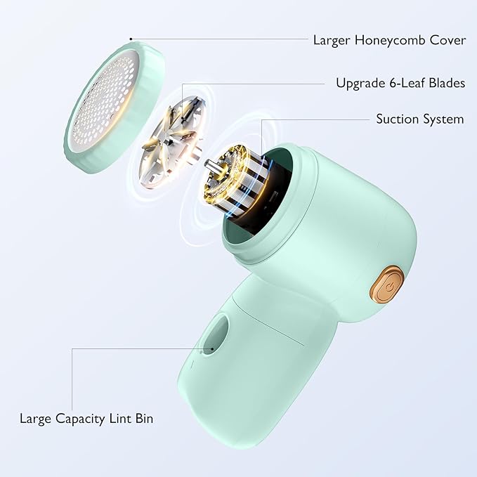 Rechargeable Fabric Shaver,Electric Lint Remover with Digital Display,3-Speeds Sweater Shaver for Clothes and Furniture (Green)