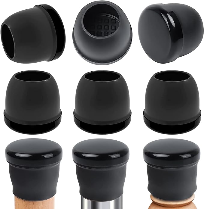 Ezprotekt 8 Pcs Large Black Chair Leg Sliders for Carpet, Round Chair Glides for Rug, Teflon Furniture Pad Bar Stool Leg Protectors Caps for Table, Couch, Desk Legs (XL Fit: 1-2/5" to 1-13/20")