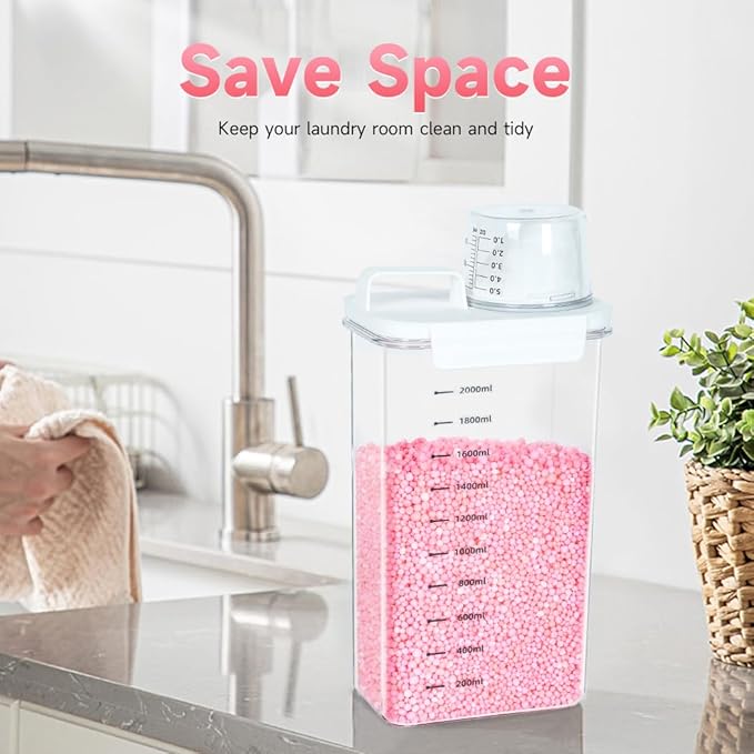 2 Packs Laundry Detergent Dispenser, Tokokimo Laundry Power Container,Laundry Scent Booster Beads Dispenser for Washing Powder, Soda Powder, Grain