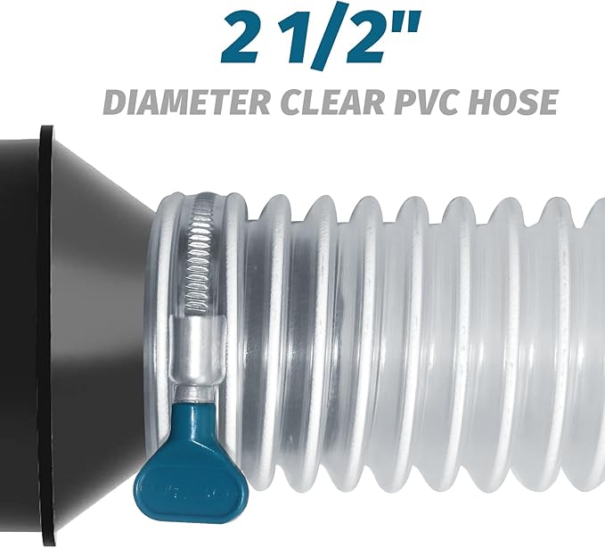 Qucship 2-1/2" x 10' Heavy-Duty PVC Dust Collection Hose, Puncture-Resistant, Flexible Clear PVC Fume Hose with Carbon Steel Wire Coil for Dust Collection Systems