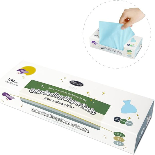 Odor Sealing Disposable Diaper Bags, 150 Count, Blue, Large Capacity, Unscented Diaper Trash Bags, Safety, Multiple Specifications, Wide Application, Easy to Use