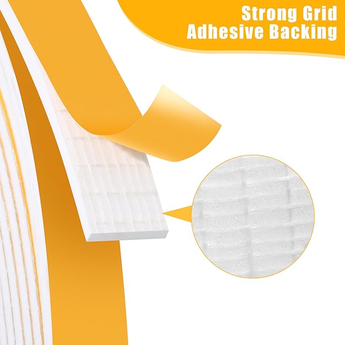 Weather Stripping Seal (1/2 Inch X 2/5 Inch) for Door Window, 13Feet High Density Foam Tape, Soundproofing, Insulation Strip, Door Sealers for Door Frame- White