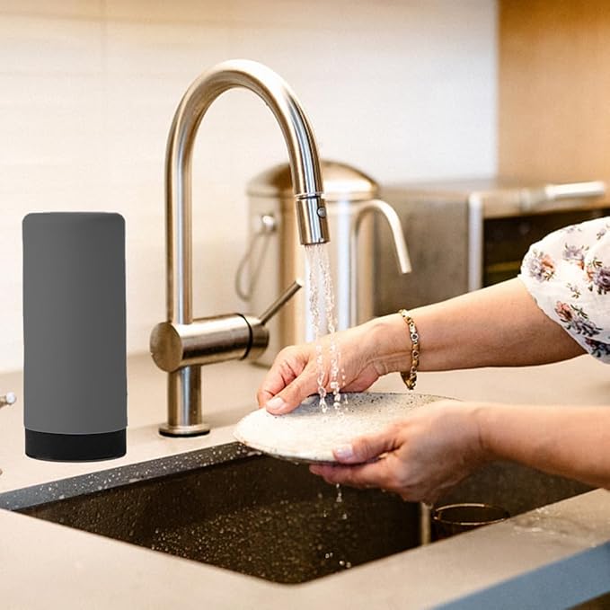 Soap Dispenser,Dish Soap Holder for Kitchen Sink 8 oz Round Refillable Foaming Soaps Dispenser Shampoo and Conditioner Bottles Watertight Silicone Squeeze Bottle for Bathroom Gray