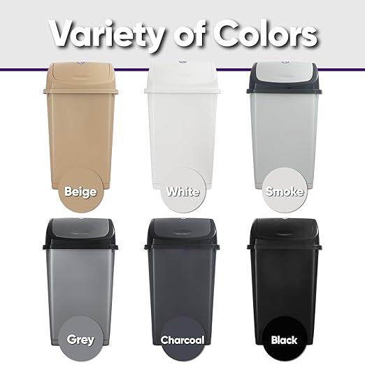 Superio Kitchen Trash Can 13 Gallon with Swing Lid, Plastic Tall Garbage Can Outdoor and Indoor, Large 52 Qt Recycle Bin and Waste Basket for Home, Office, Garage, Patio, Restaurant (White)
