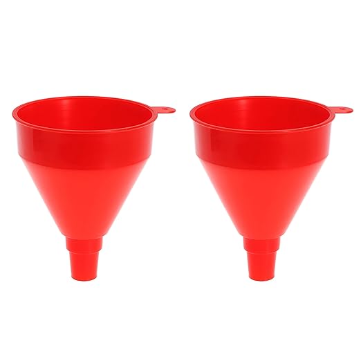 Flexible Fuel Funnel with Long Hose Plastic Small Wide Mouth Filling Funnel Car Funnel for Engine Oil Gas Fuel Gasoline Diesel Water Fluid Liquid Transmission Red (2)