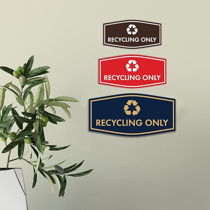 Fancy Recycling Only Sign (Brushed Gold) - Small