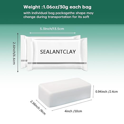 Pack of 4 White Seal Putty Waterproof Duct Seal Repair Sealing Clay, Quick Mending Mud for Drain Connection, Wall Hole, Air Conditioning Hole