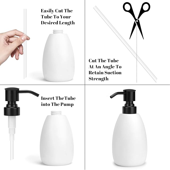 Soap Dispenser Pump Replacement 304 Stainless Steel for Regular Mouth Bottle for Standard 28/400 Thread Size Kitchen Bathroom Lotion Refill Dispenser 2 Pack(Black)